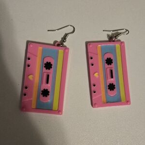 Pink Cassette Tape Earrings